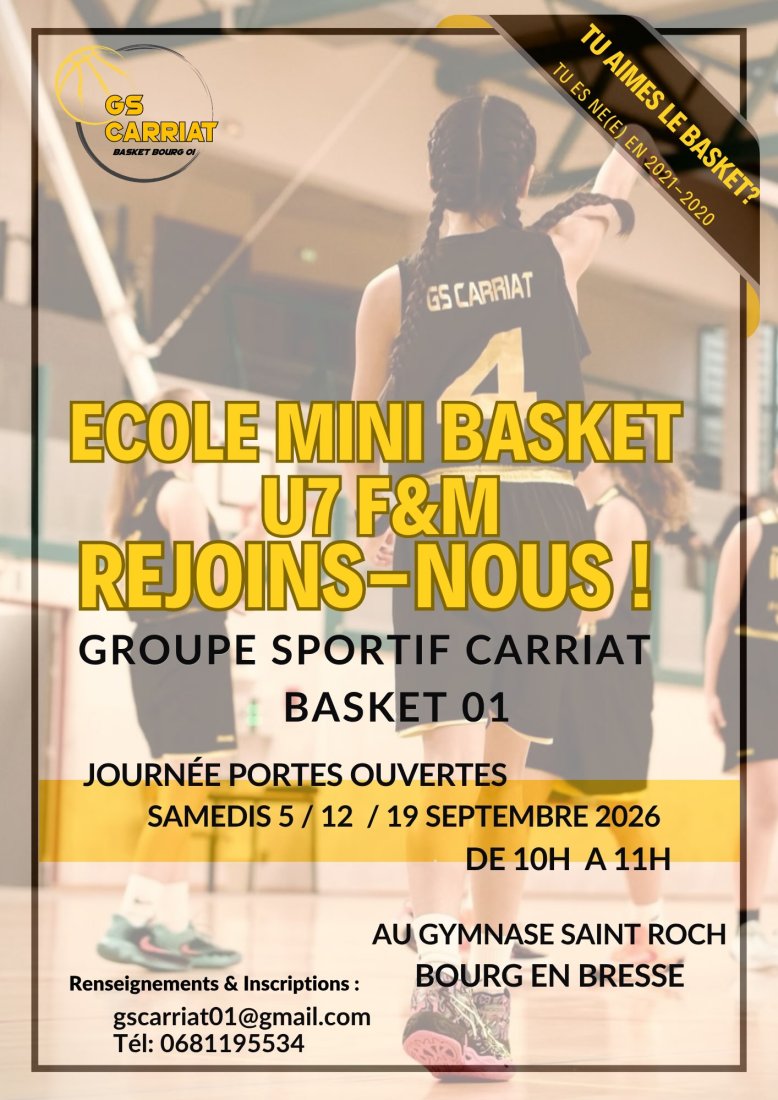 Ecoles mini basket U7 - U9 F&M / Journées portes ouvertes les 2, 9 et 16 septembre 2026